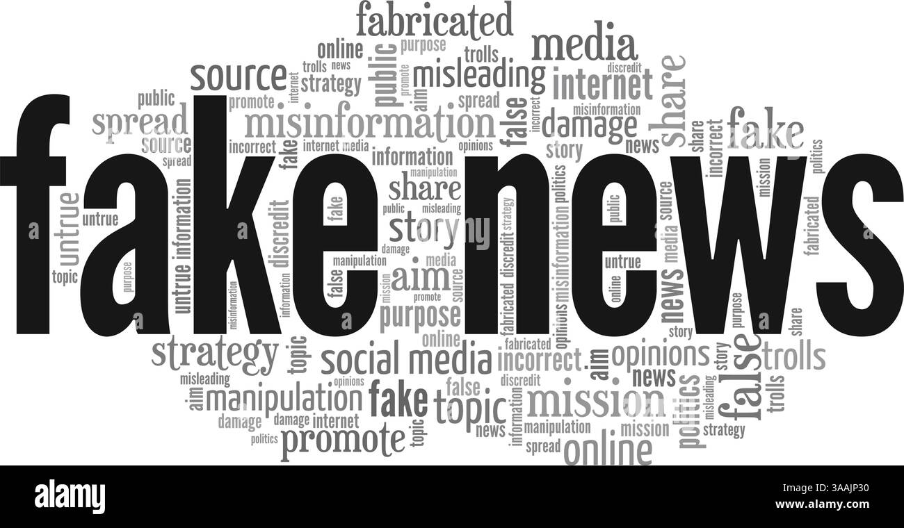 Fake News illustration vectorielle conceptuelle nuage de mots isolé sur fond blanc. Illustration de Vecteur