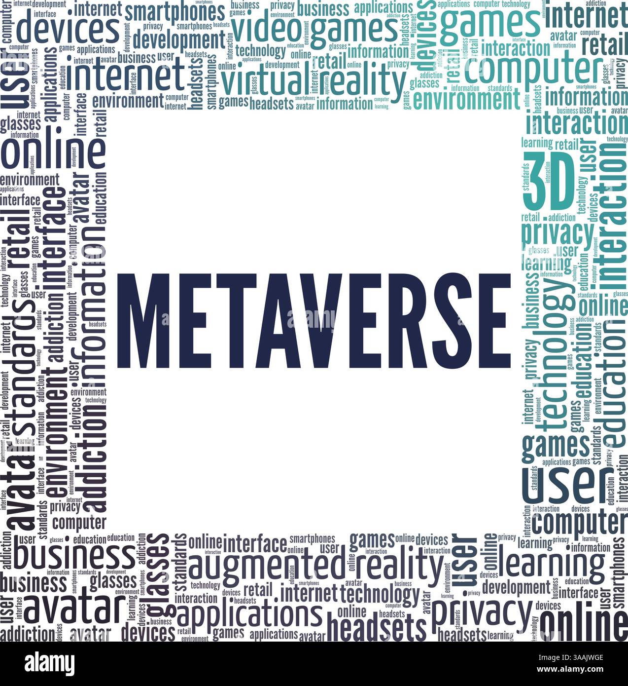 Metaverse - Digital Universe illustration vectorielle conceptuelle nuage de mots isolé sur fond blanc. Illustration de Vecteur
