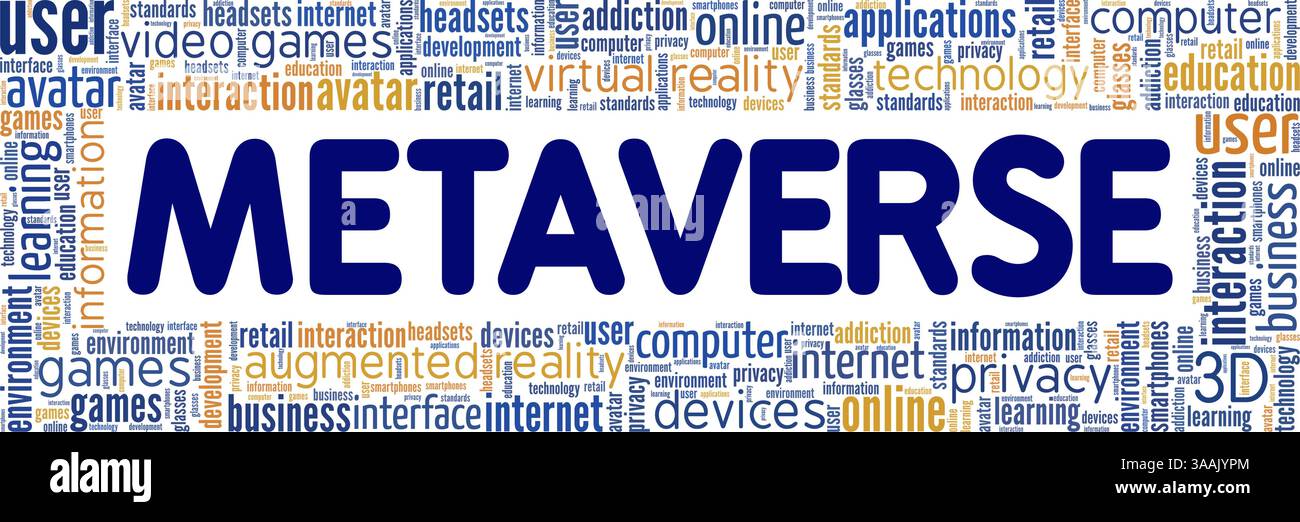 Metaverse - Digital Universe illustration vectorielle conceptuelle nuage de mots isolé sur fond blanc. Illustration de Vecteur