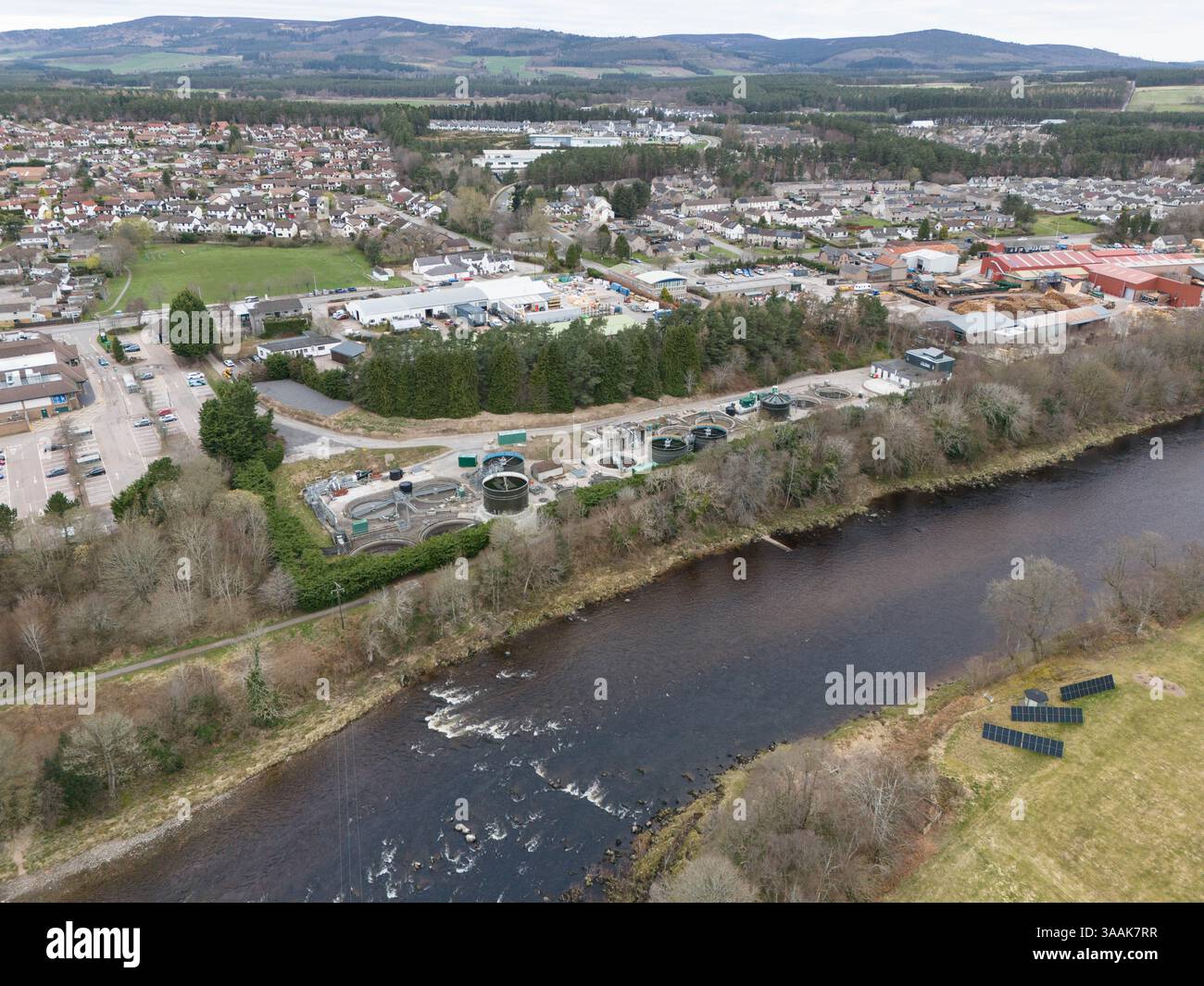 Scottish Water Sewage Treatment Works Banchory River Dee, Aberdeenshire Écosse Banque D'Images