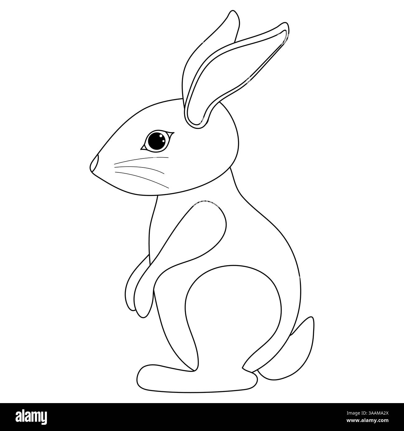 Dessin de contour d'un lapin mignon assis debout. Le lapin de Pâques est debout. Parfait pour la page à colorier, les thèmes de Pâques et les illustrations pour enfants. Illustration de Vecteur