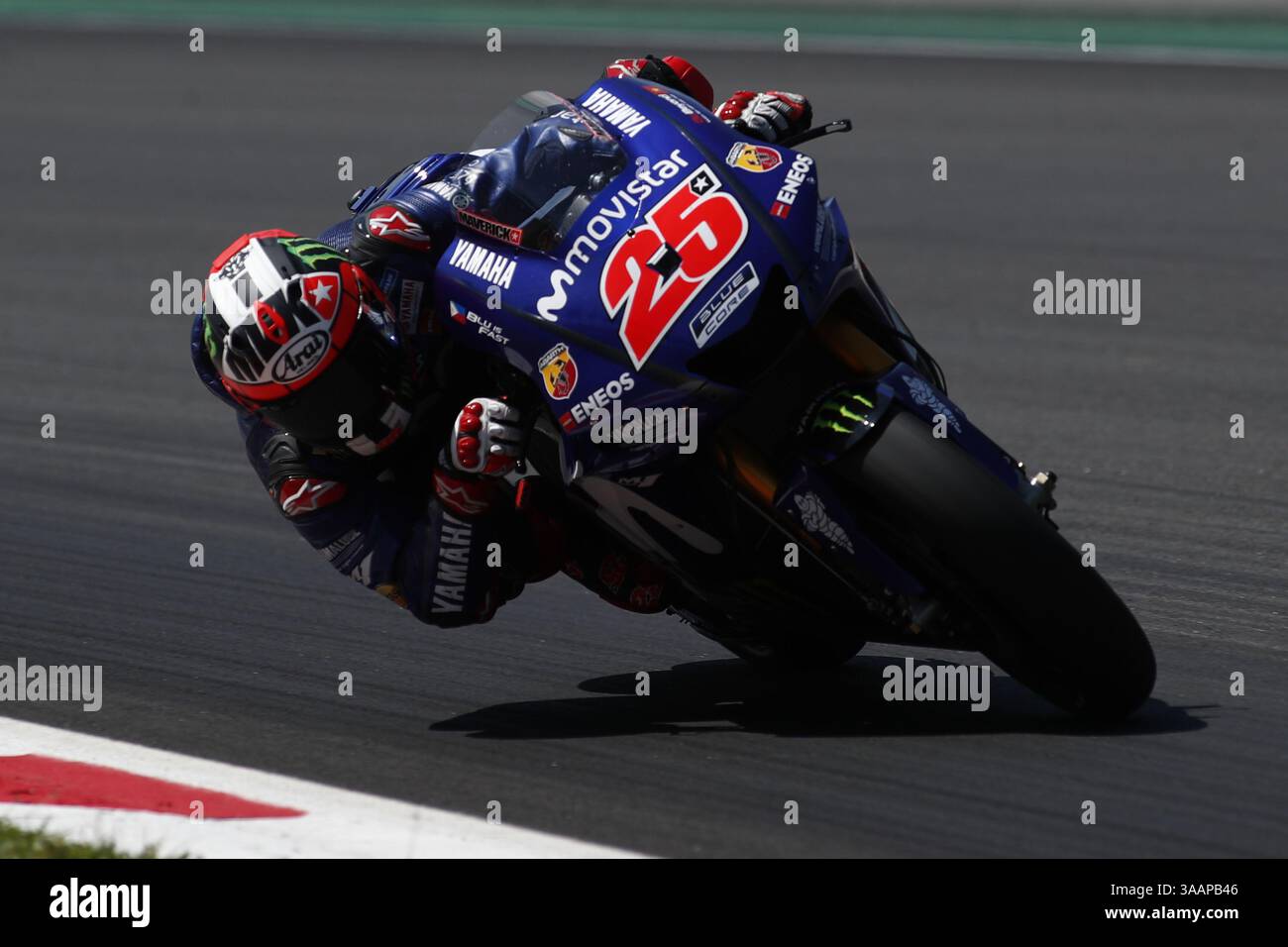 23 mai 2018 - Barcelone, Catalogne, Espagne - 23 mai 2018 - circuit de Barcelona-Catalunya, Montmelo, Espagne - Moto GP test ; Maverick Vinales de Movistar Yamaha Moto GP lors des essais à Barcelone. (Crédit image : © Eric Alonso via ZUMA Wire) Banque D'Images