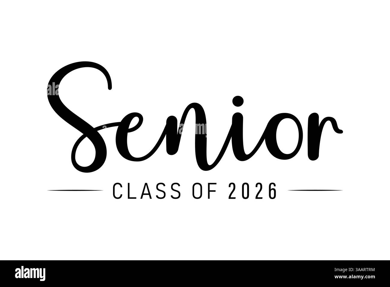 Calligraphie simple encre noire lettrage Senior Class de 2026. Conception vectorielle pour l'impression isolé sur fond blanc. Graduation 2026. Illustration de Vecteur