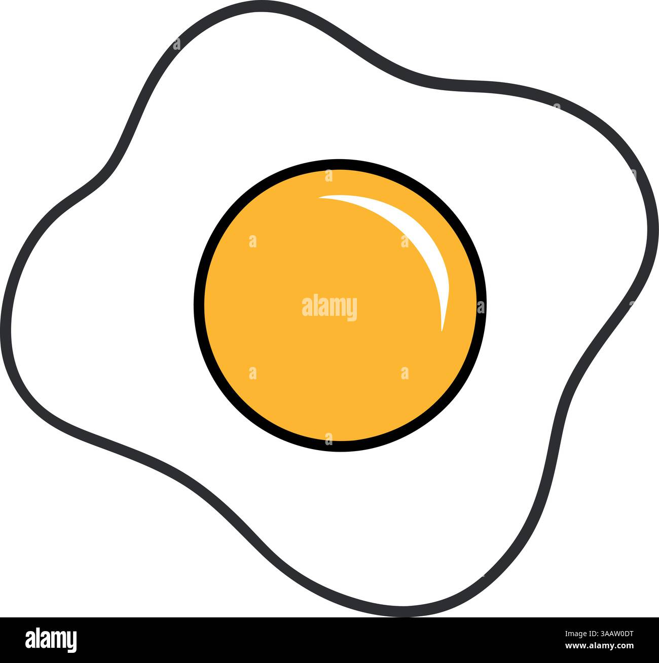 Illustration de dessin animé d'oeuf frit avec jaune. Illustration de Vecteur