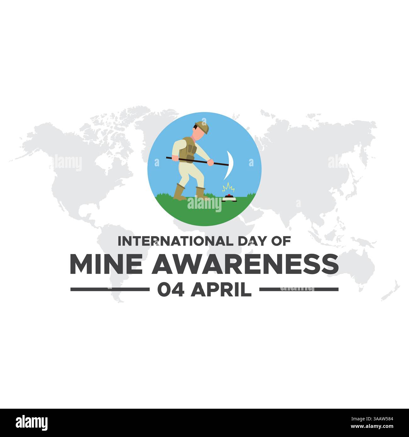 Modèle de thème de la journée internationale de sensibilisation aux mines. Concept de journée internationale de sensibilisation aux mines. 4 avril. Illustration vectorielle. Illustration de Vecteur