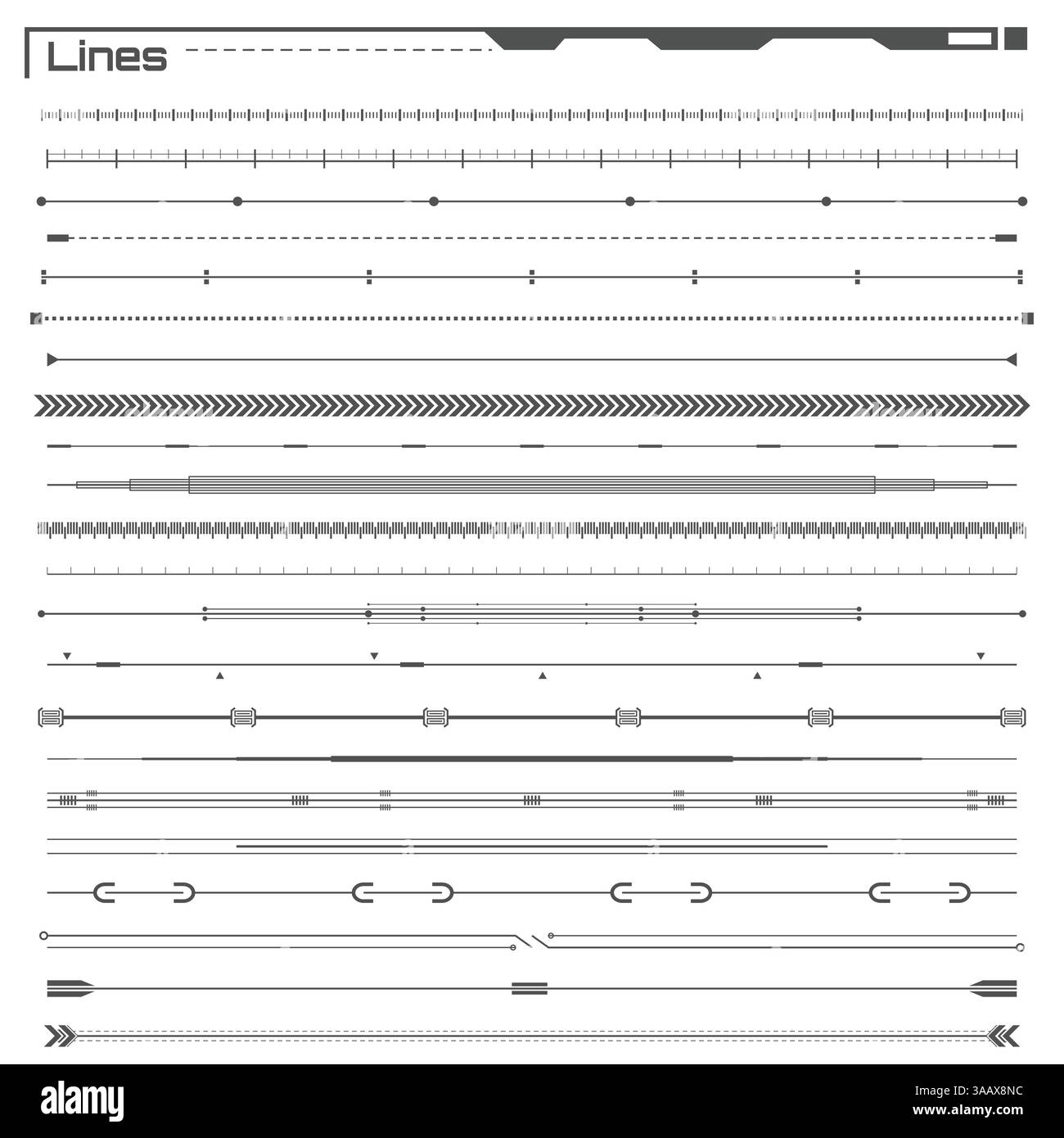 Ensemble d'éléments infographiques de lignes hud noires. Interface utilisateur futuriste. Graphique virtuel. Eléments vectoriels infographiques. Illustration du panneau de tableau de bord numérique Illustration de Vecteur