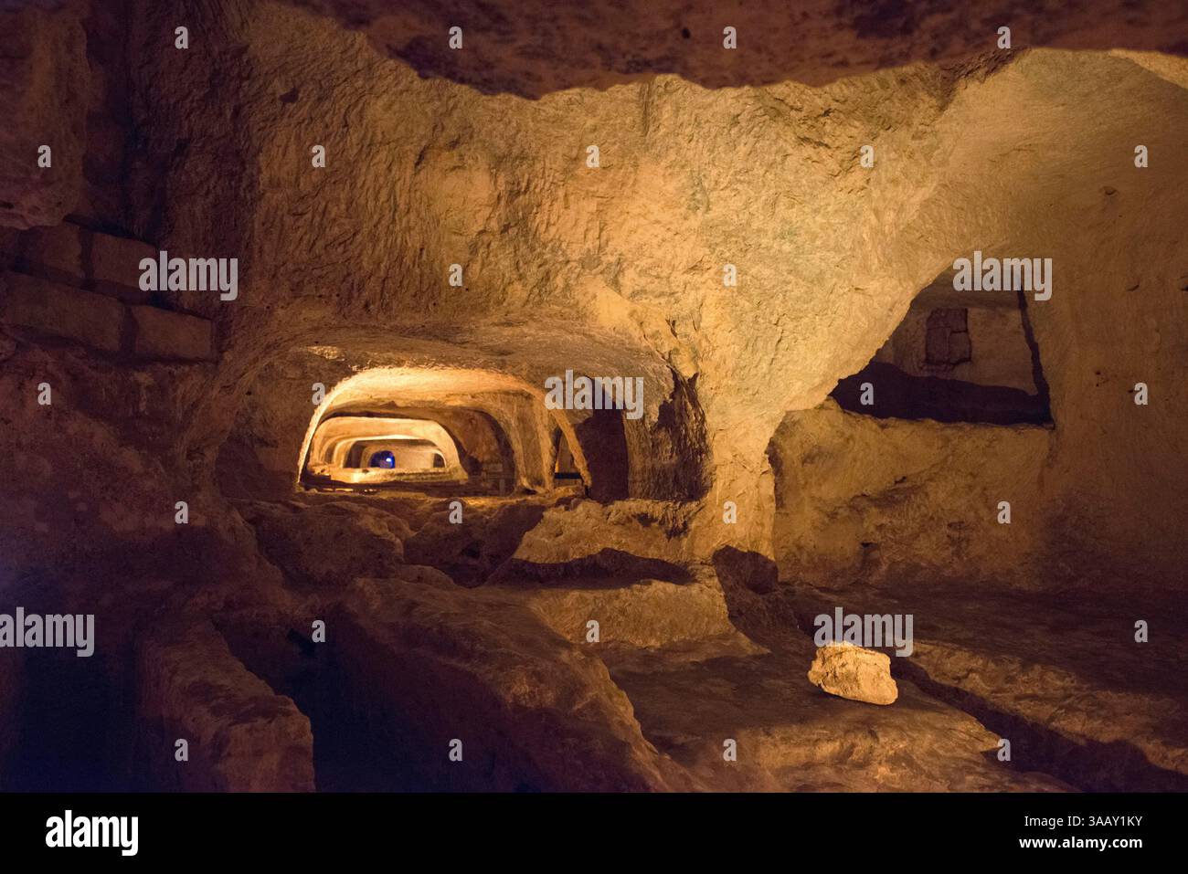 Malte, Rabat, Mdina, constituent les catacombes de Paul, les plus anciennes et les plus grandes preuves du christianisme sur les îles maltaises. Banque D'Images