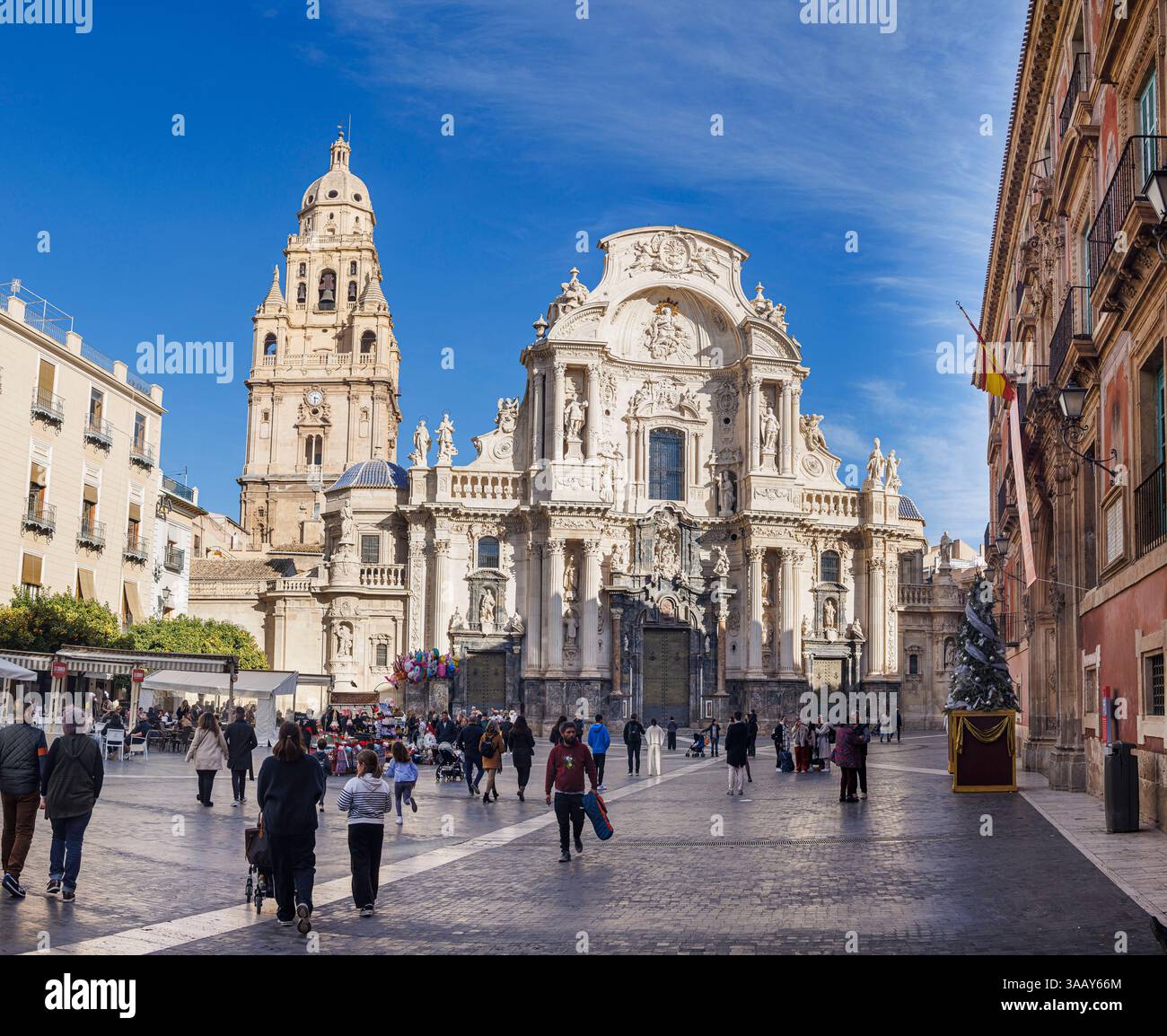 Espagne, région de Murcie, Murcie, la cathédrale, la façade et le clocher Banque D'Images