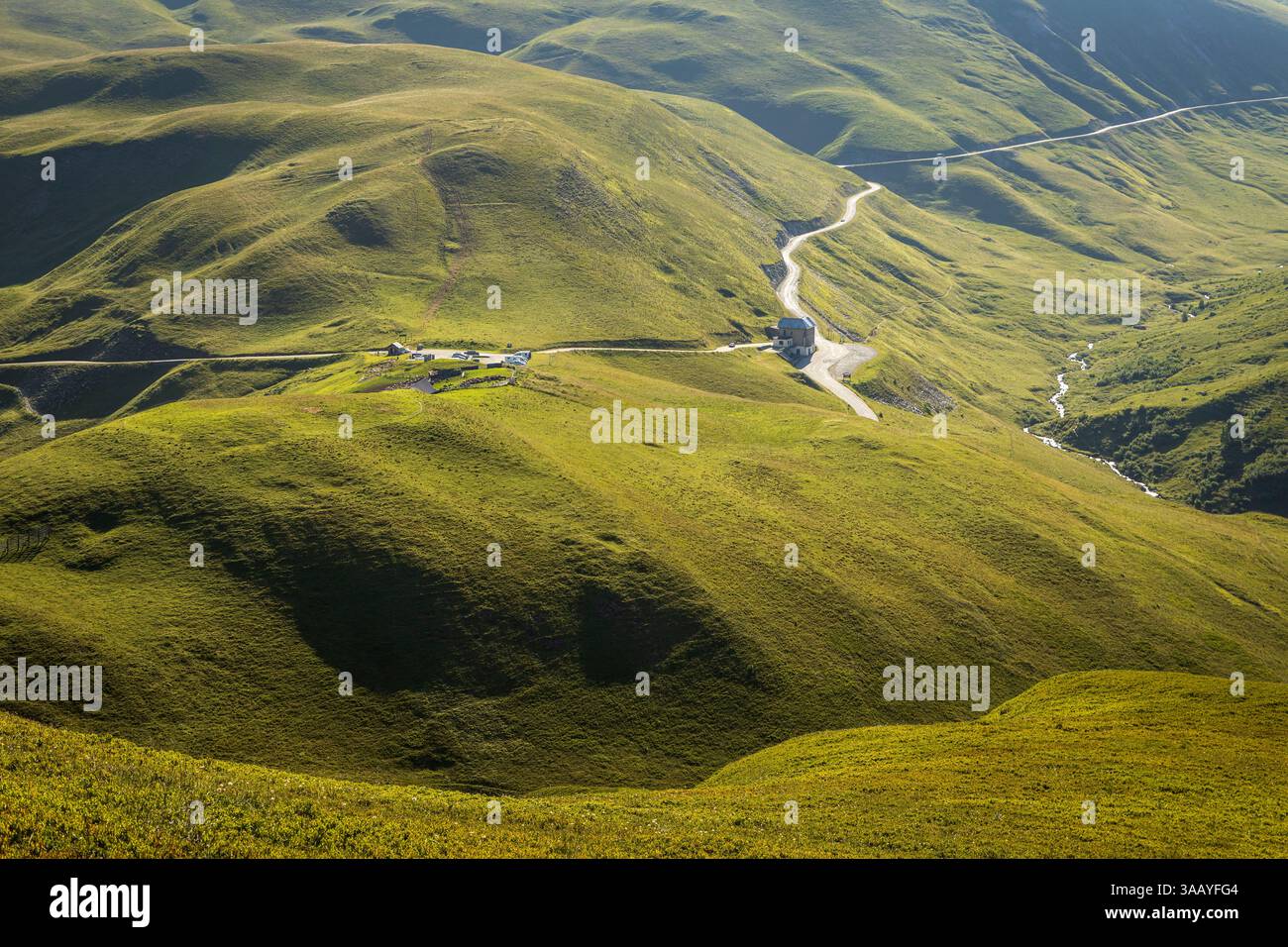 France, Savoie, Saint-Colomban-des-Villards, parking du Col du Glandon (1924 m) Banque D'Images
