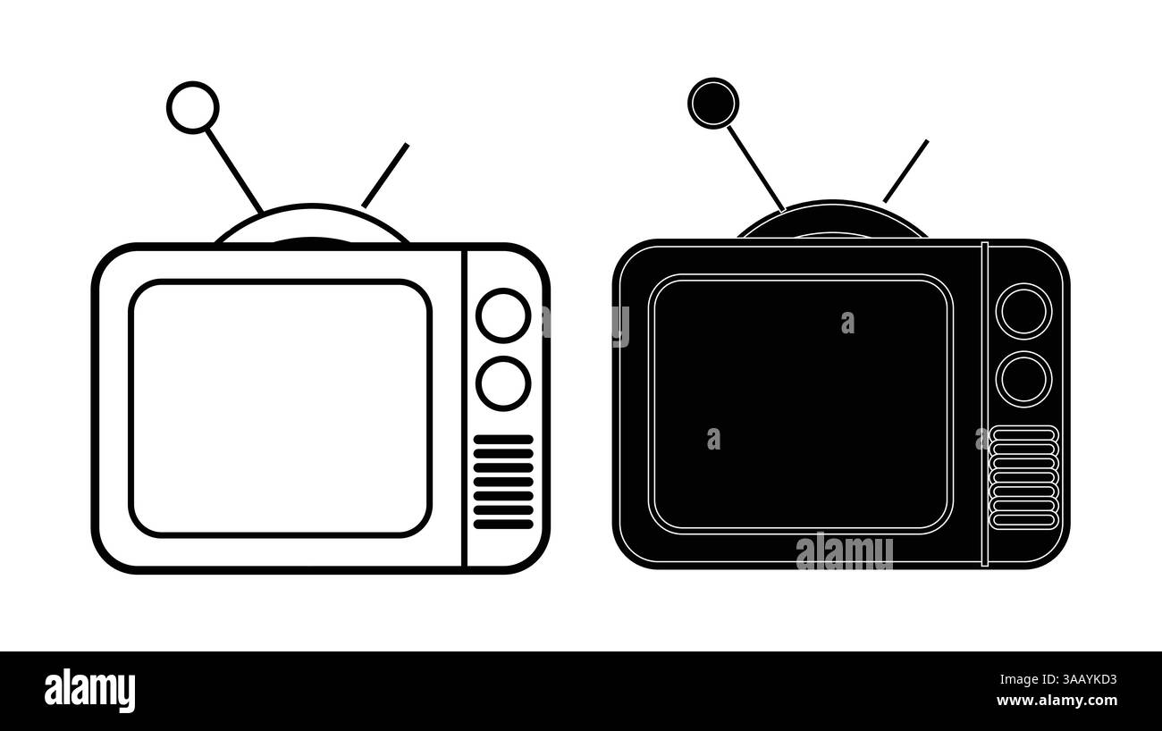 Vieilles icônes de vecteurs de télévision définies Illustration de Vecteur