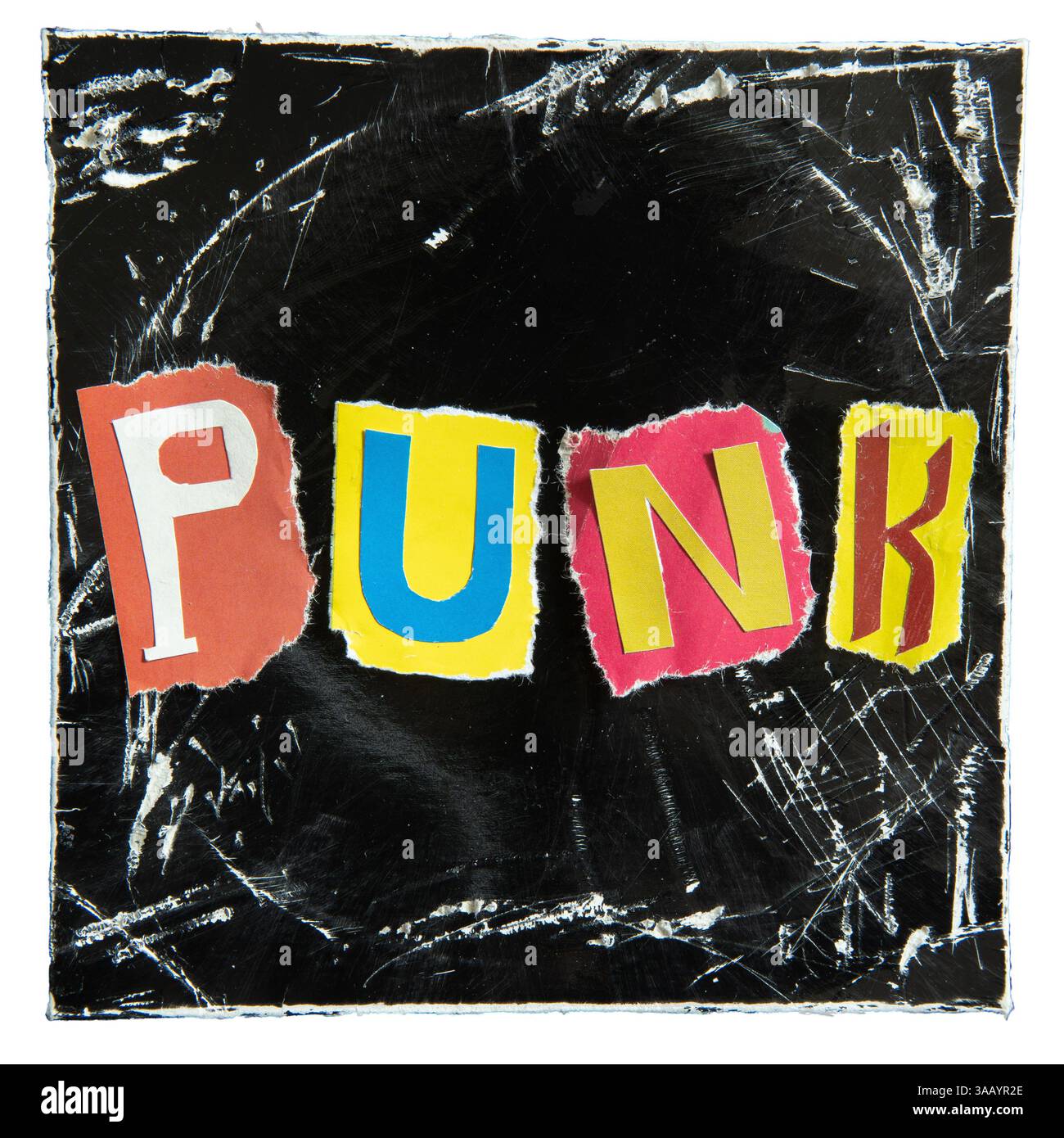 Pochette d'album vinyle de musique punk sur fond blanc avec chemin de découpage Banque D'Images