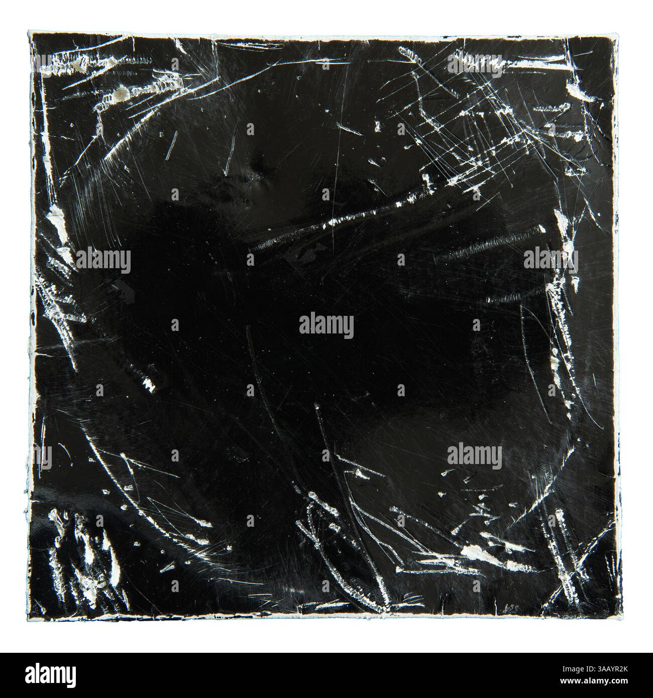 Résumé grunge album vinyle noir texture de pochette en papier sur fond blanc avec chemin de découpage Banque D'Images