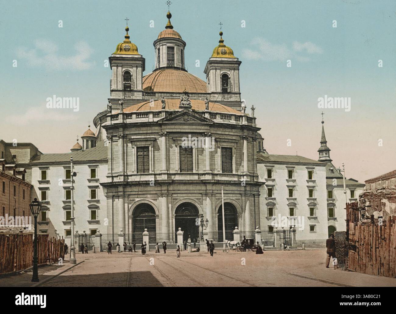 Tirage photochrom vintage de la basilique royale de Saint François le Grand, Madrid, Espagne. Banque D'Images