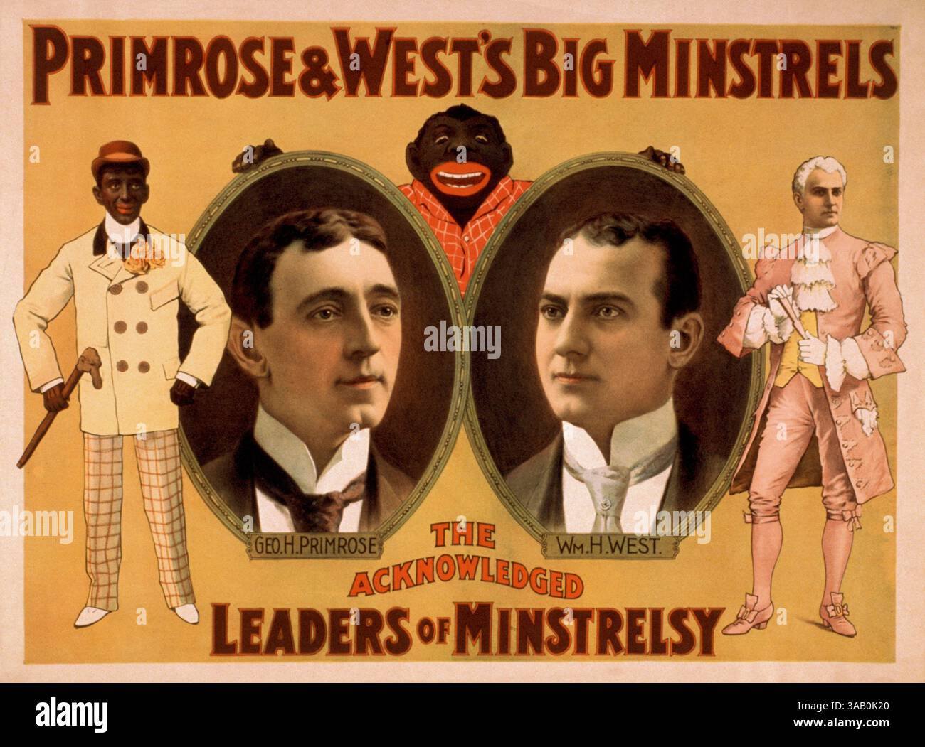 Affiche vintage de Primrose & West Big Minstrels, leaders de Minstrelsy. Banque D'Images