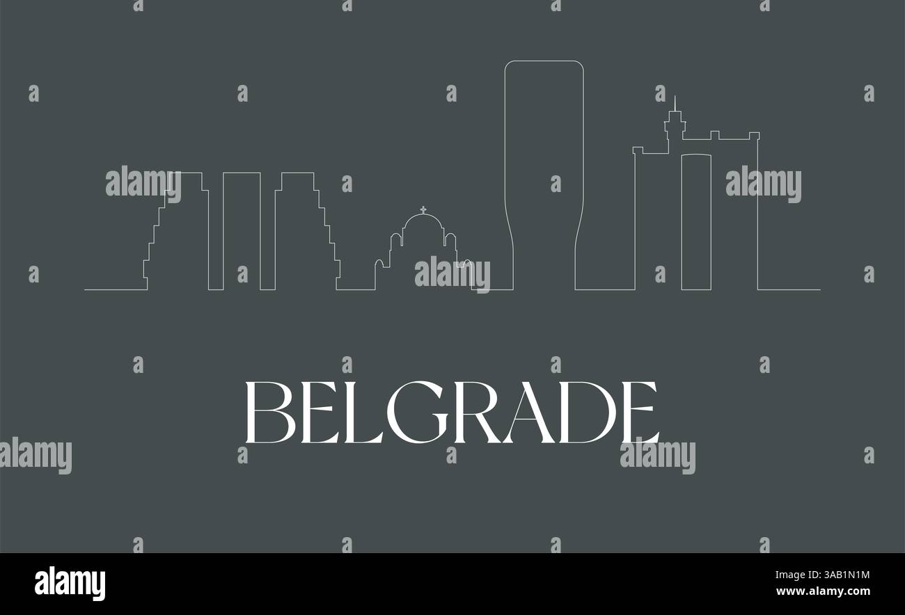 Illustration d'une seule ligne de la ville de Belgrade. Ligne d'horizon minimaliste simple. Illustration vectorielle Illustration de Vecteur