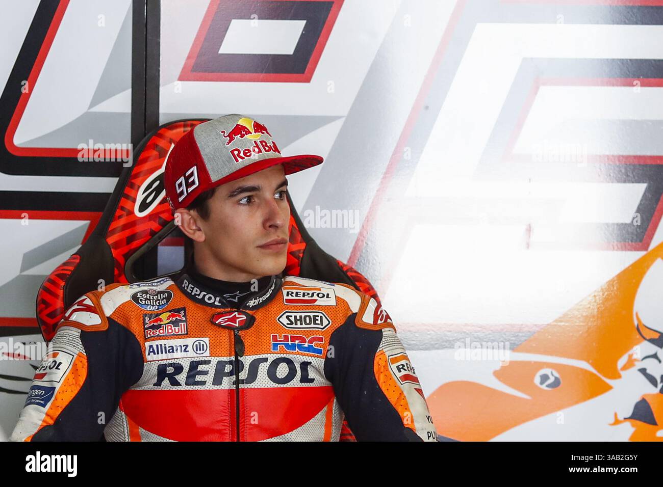 23 mai 2018 - Barcelone, Catalogne, Espagne - 23 mai 2018 - circuit de Barcelona-Catalunya, Montmelo, Espagne - Moto GP test ; Marc Marquez de l'Espagne de l'écurie Repsol Honda avant de commencer la journée. (Crédit image : © Eric Alonso via ZUMA Wire) Banque D'Images