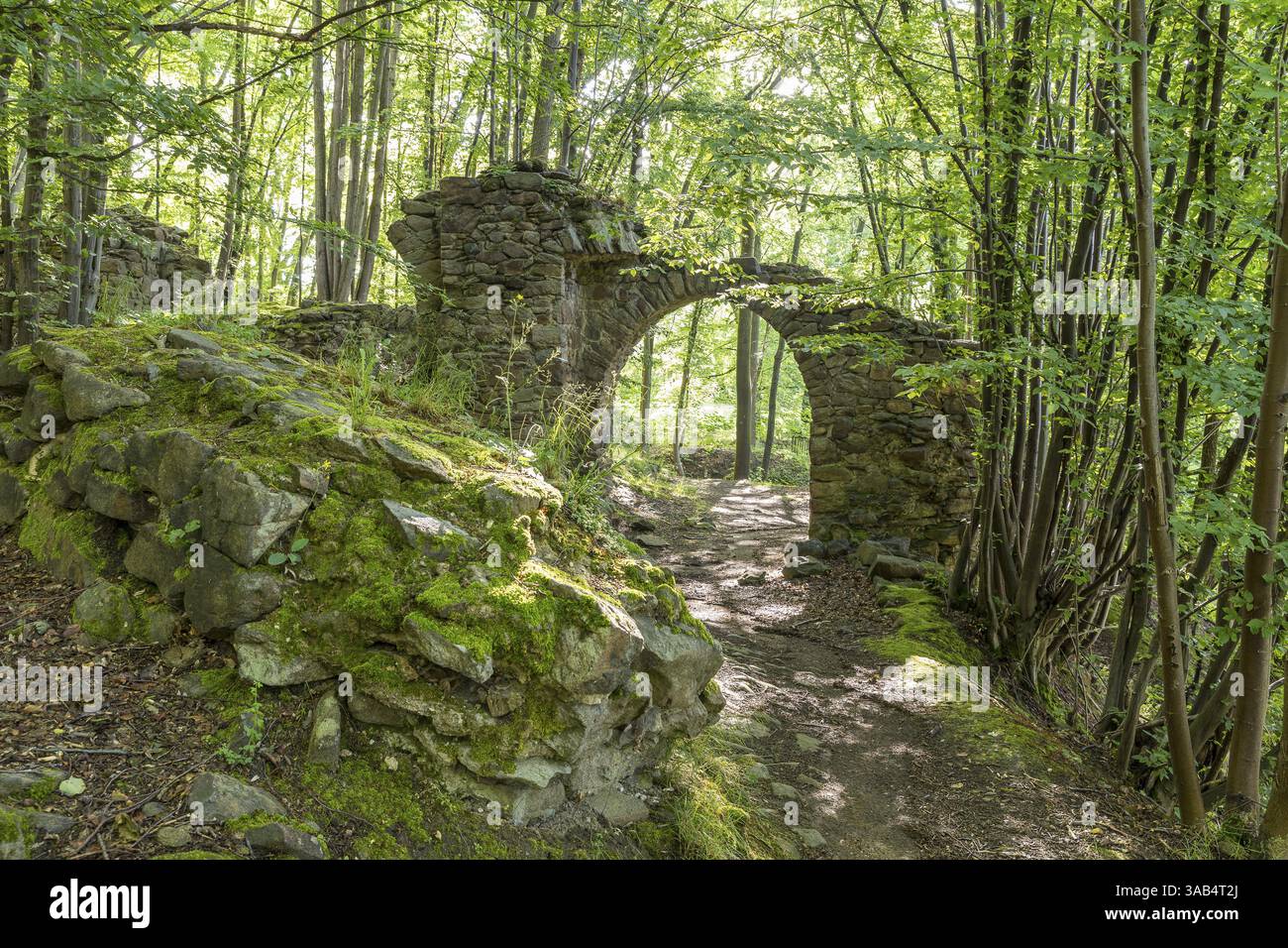 Ruines de l'ancien château de Koerse perché à Kirschau, haute-Lusace, Saxe, Allemagne, Europe Banque D'Images