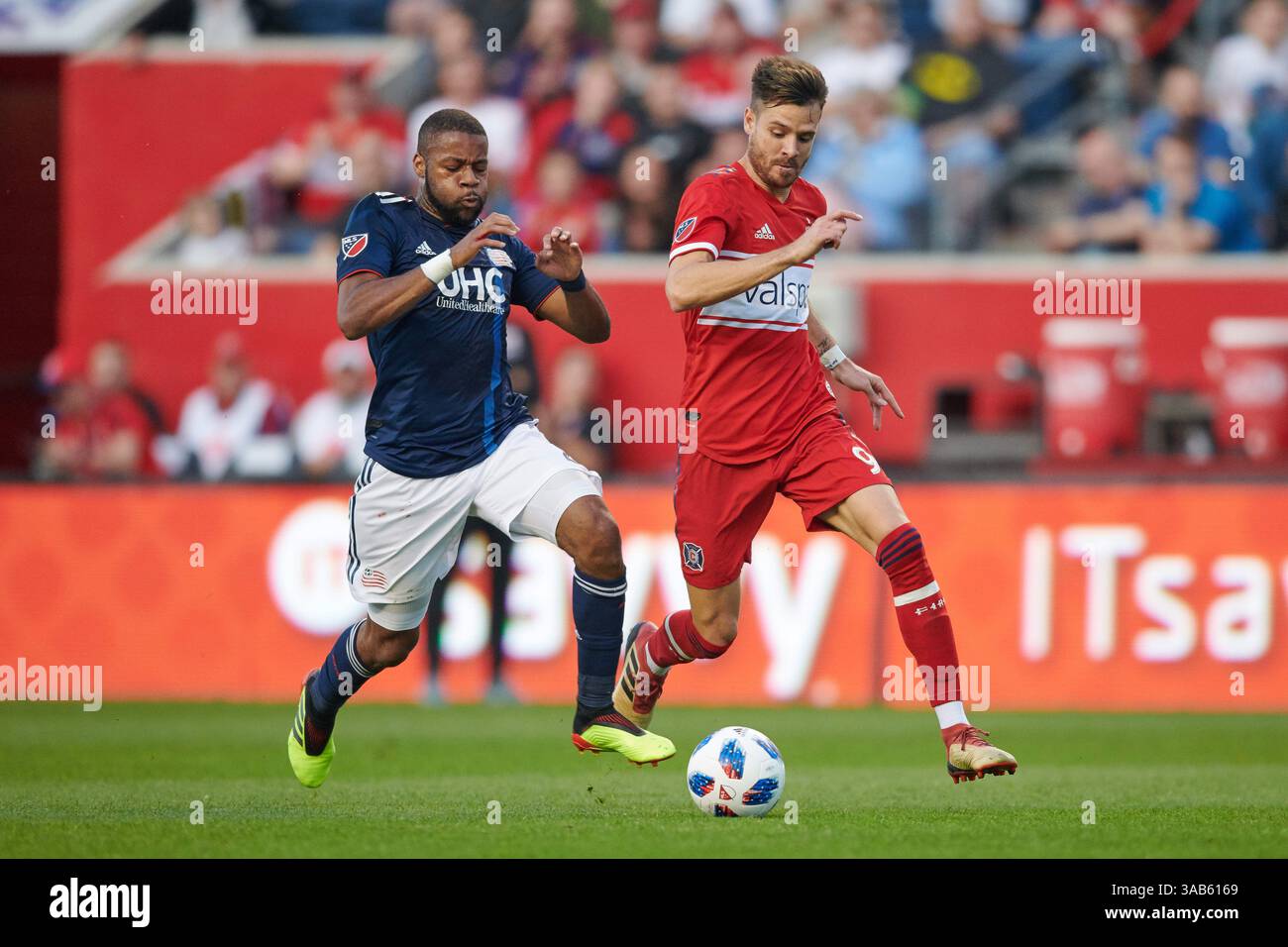 9 juin 2018 - il, USA - Bridgeview, il - samedi 09 juin 2018 : le Chicago Fire joue la New England Revolution dans un match de la Major League Soccer (MLS) au Toyota Park. (Crédit image : © Robin Alam/ISIPhotos via ZUMA Wire) Banque D'Images