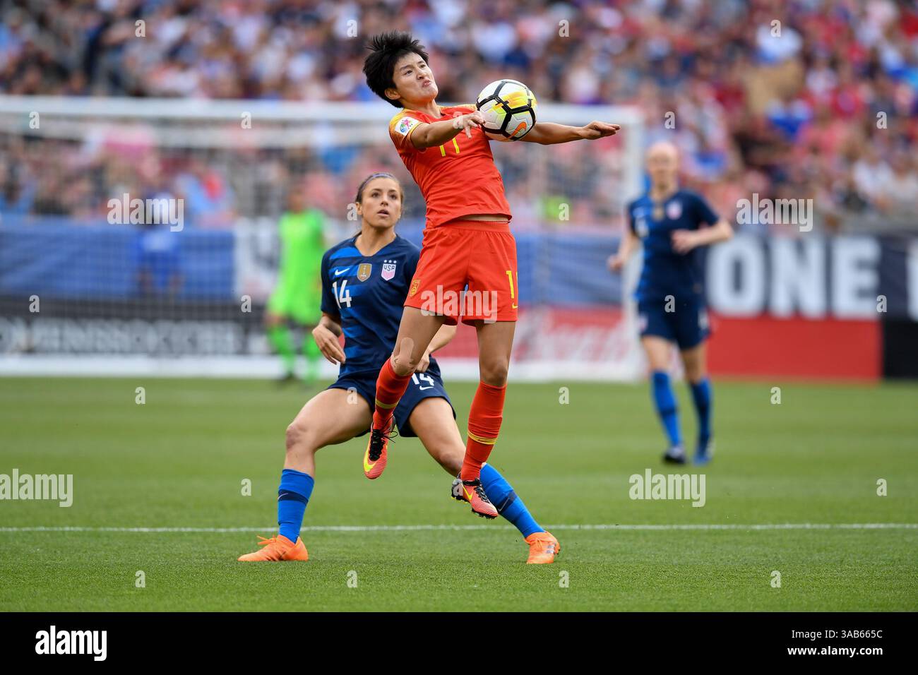 12 juin 2018 - Cleveland, Ohio, USA - Cleveland, Ohio - mardi 12 juin 2018 : Wang Shanshan lors d'un match amical international entre les équipes nationales féminines des États-Unis (USA) et de Chine PR (CHN) au FirstEnergy Stadium. (Crédit image : © Brad Smith/ISIPhotos via ZUMA Wire) Banque D'Images