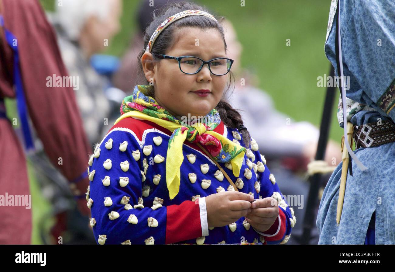 3 juin 2018 - New York, New York, U. S - Amérindiens de nombreuses tribus et Nations se sont rassemblés pour les tambours le long de la Hudson Native American Multicultural Celebration à Inwood Hill Park à New York City, New York. (Crédit image : © Staton Rabin via ZUMA Wire) Banque D'Images