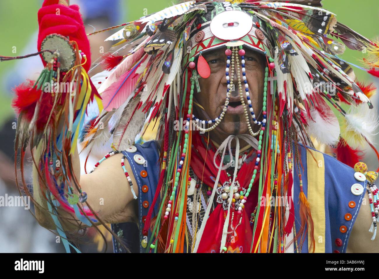 3 juin 2018 - New York, New York, U. S - Amérindiens de nombreuses tribus et Nations se sont rassemblés pour les tambours le long de la Hudson Native American Multicultural Celebration à Inwood Hill Park à New York City, New York. (Crédit image : © Staton Rabin via ZUMA Wire) Banque D'Images