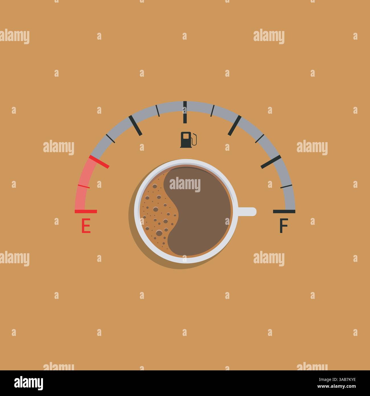 Voyant de puissance du café. Niveau d'énergie plein et vide. Illustration vectorielle Illustration de Vecteur
