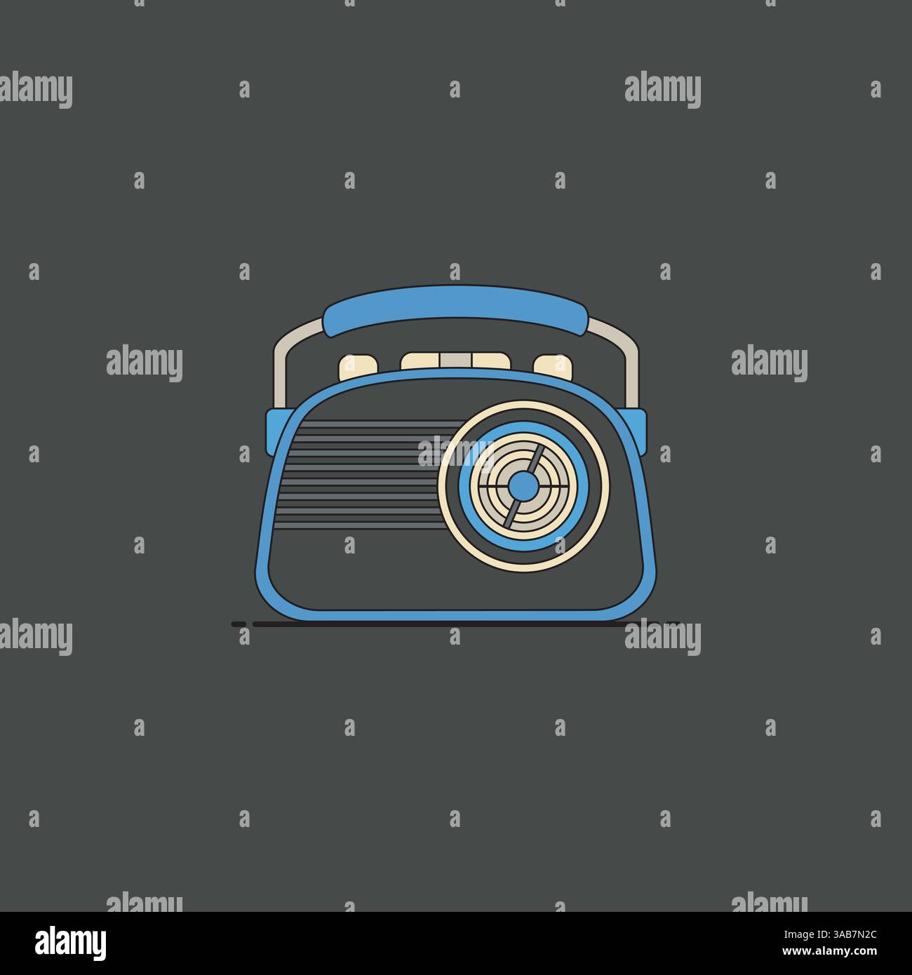 Radio rétro isolée sur fond gris. Illustration vectorielle Illustration de Vecteur