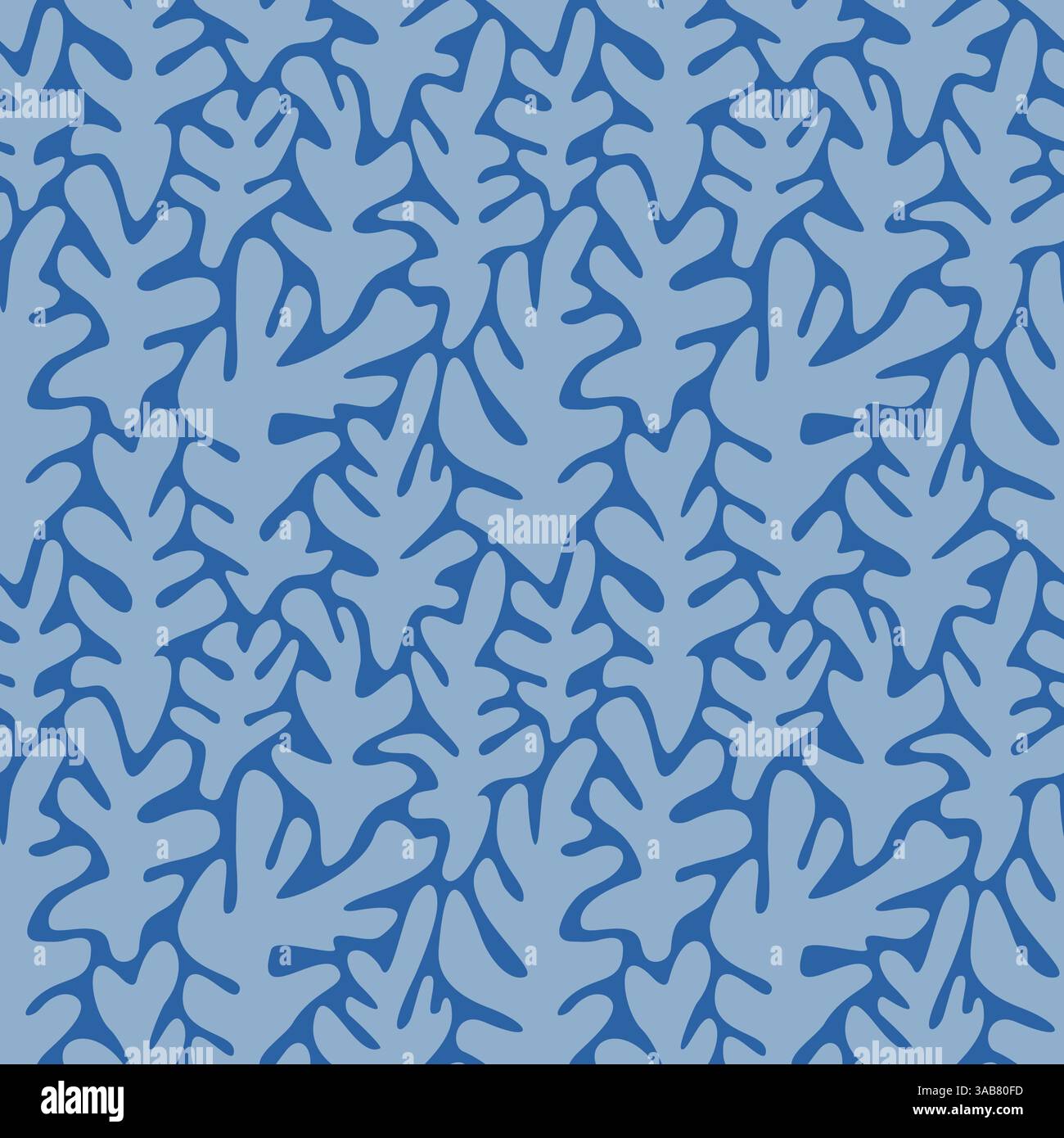 Motif sans couture de silhouette d'algues. Illustration de gribouillage dessinée à la main. Vacances d'été de la vie marine sous-marine. Algues bleues, ensemble d'éléments de conception d'algues Illustration de Vecteur