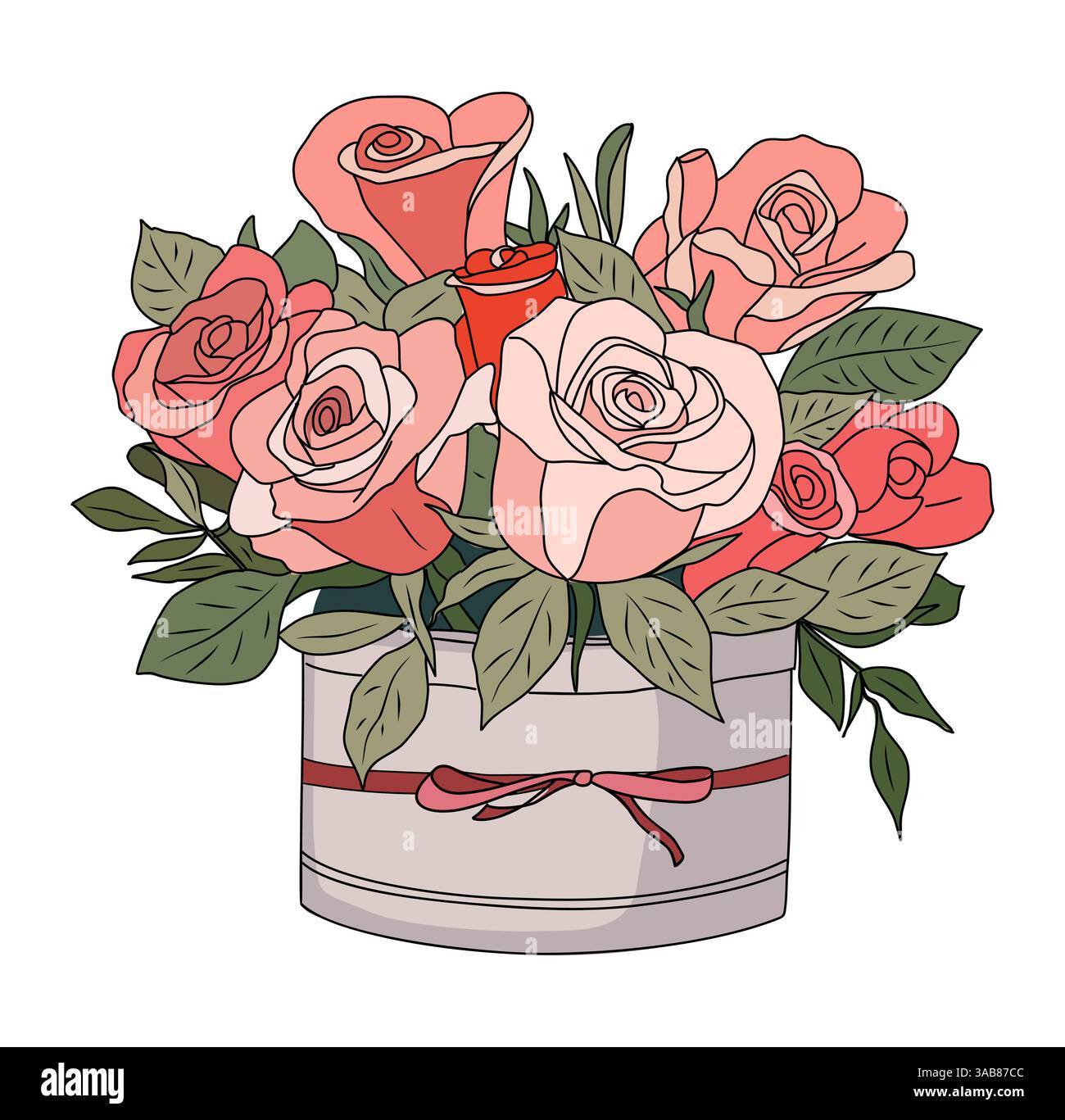 Un bouquet de roses dans une illustration vectorielle de boîte Illustration de Vecteur Un bouquet de roses dans une illustration vectorielle de boîte Illustration de Vecteur