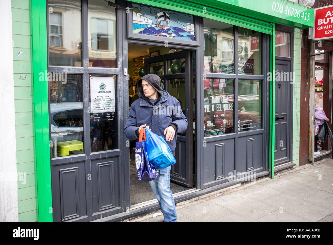 Harringtons Eel, Pie & Mash shop à Tooting le dernier jour. Banque D'Images
