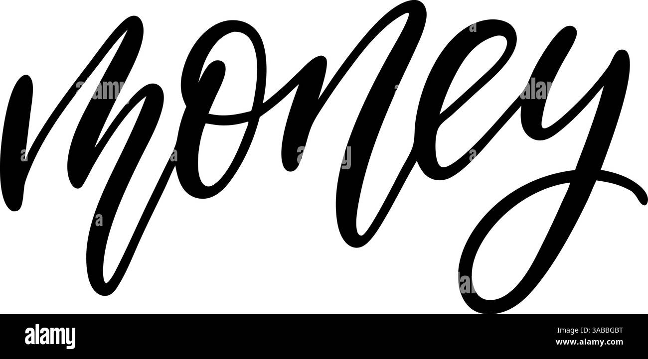 Texte d'argent manuscrit en script noir sur fond blanc. Illustration de Vecteur