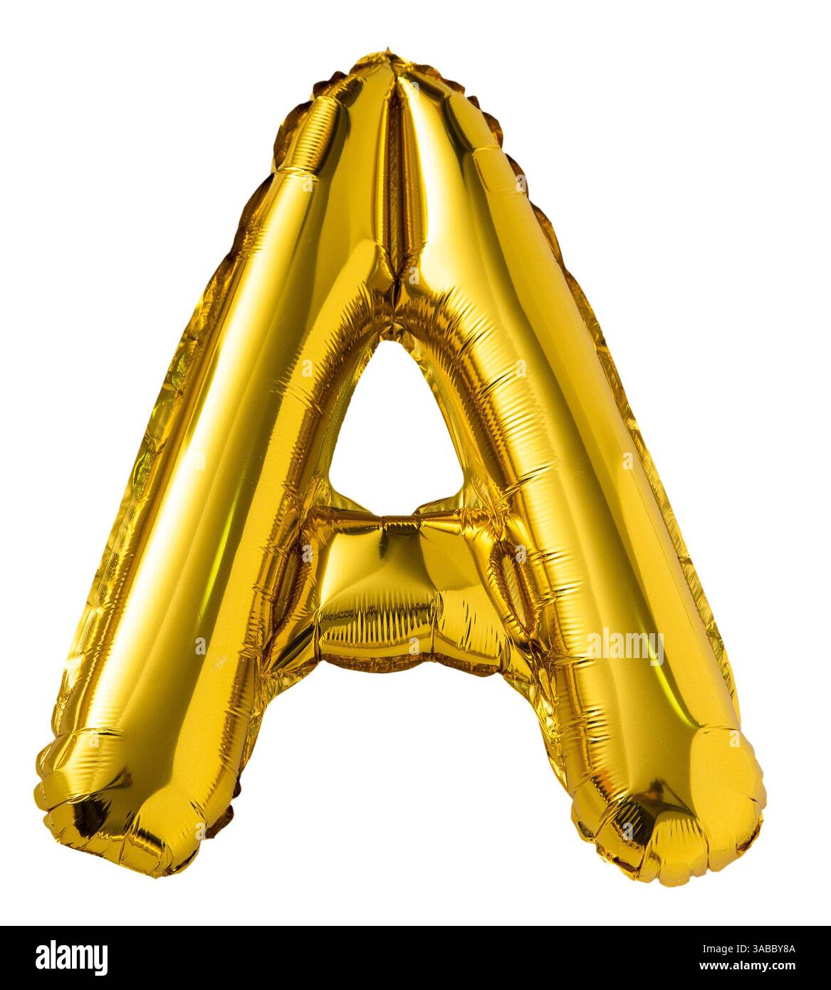 Lettre d'or Un ballon isolé sur fond blanc Banque D'Images