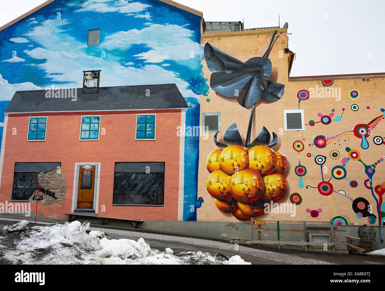 Peinture murale à Ostersund. Banque D'Images