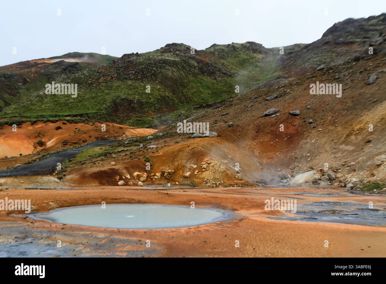Sources thermales de Gunnuhver, Géoparc mondial UNESCO de Reykjanes, péninsule de Reykjanes, Islande Banque D'Images