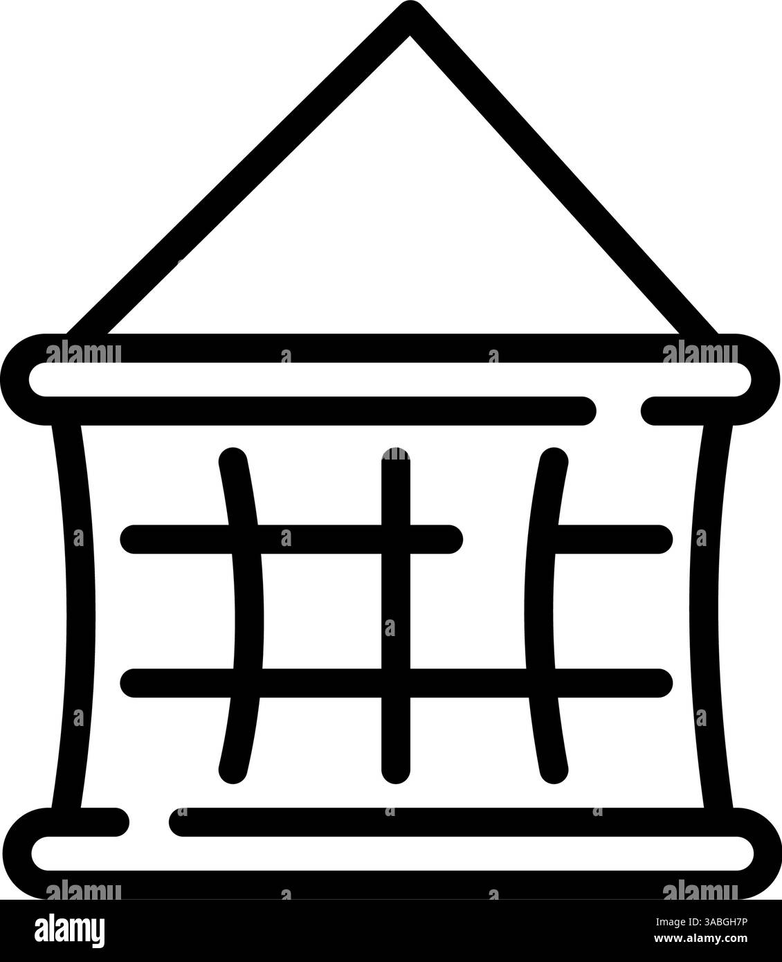 Icône de ligne de filet de pêche. Engins de pêche commerciale. Récolte de nourriture marine. Engin de pêche. Symbole de contour. Signe vectoriel isolé. Illustration de Vecteur