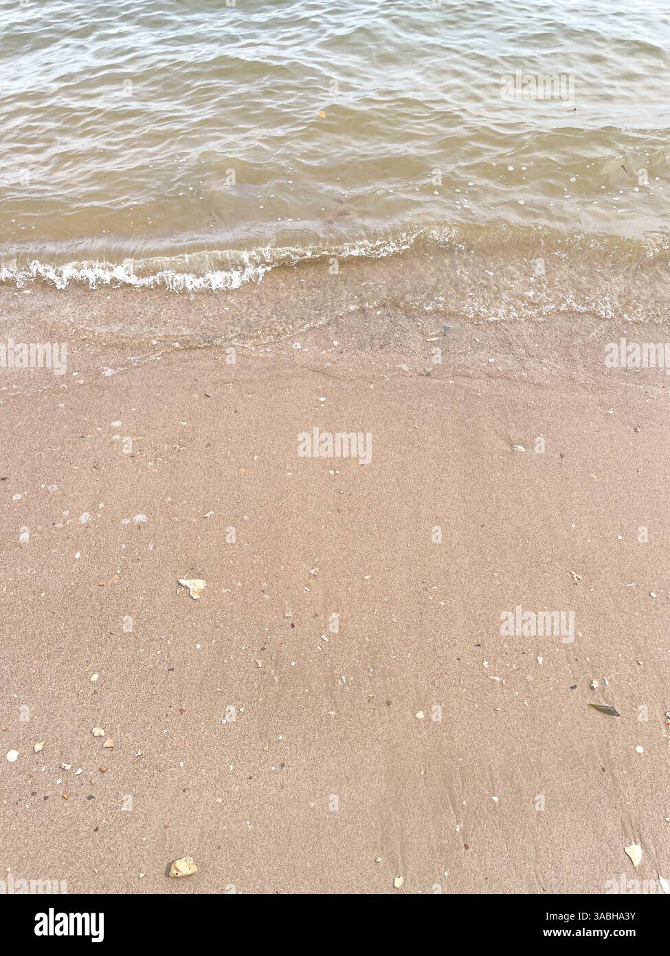 Vague de l'océan bleu doux sur une plage de sable. L'arrière-plan. - Image de stock capturée avec un smartphone