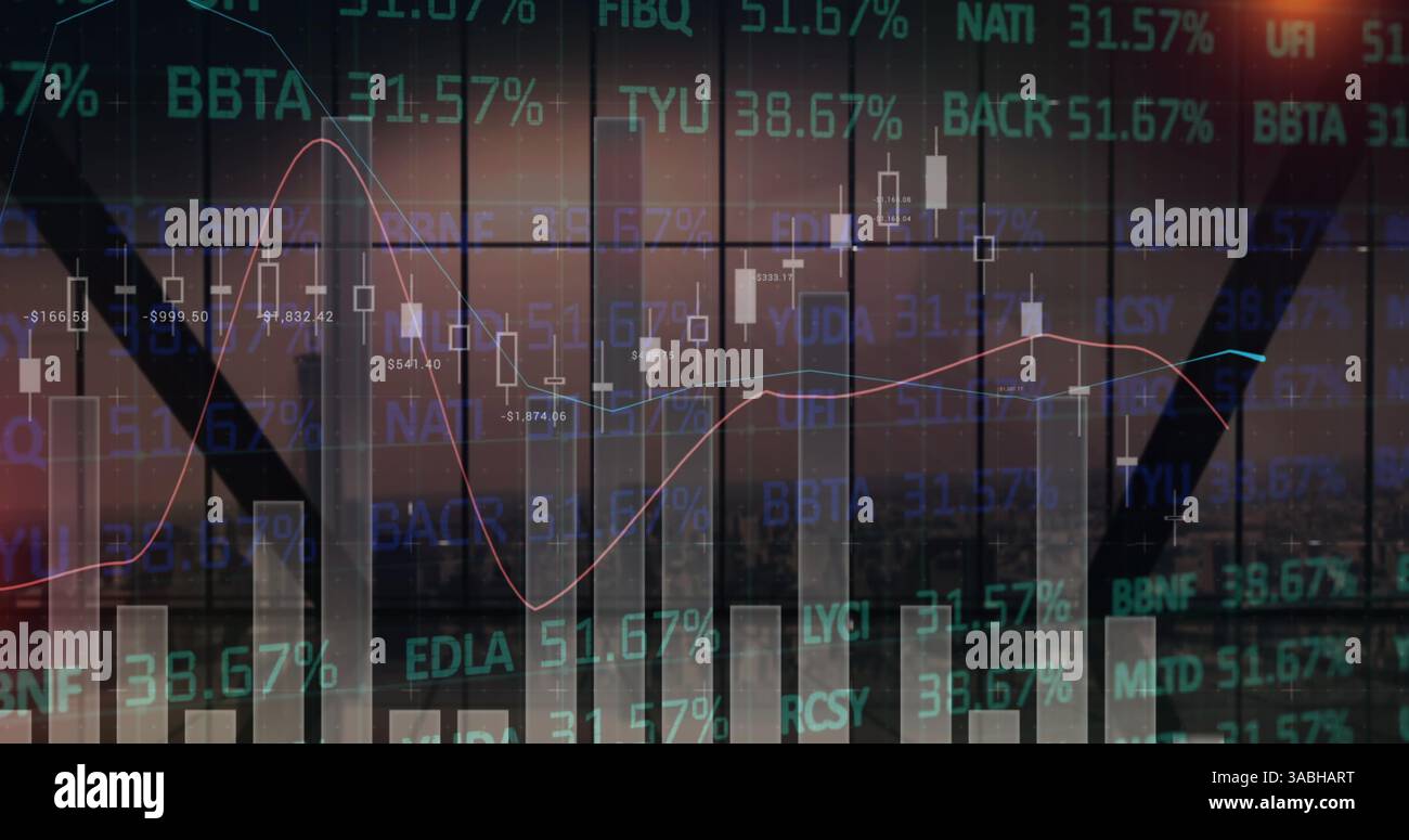 Image du traitement des données financières et des statistiques sur le paysage urbain Banque D'Images