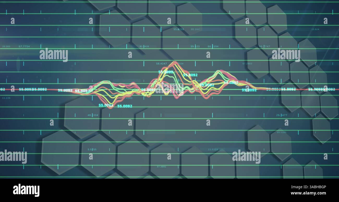 Image des statistiques et du traitement des données sur fond gris Banque D'Images