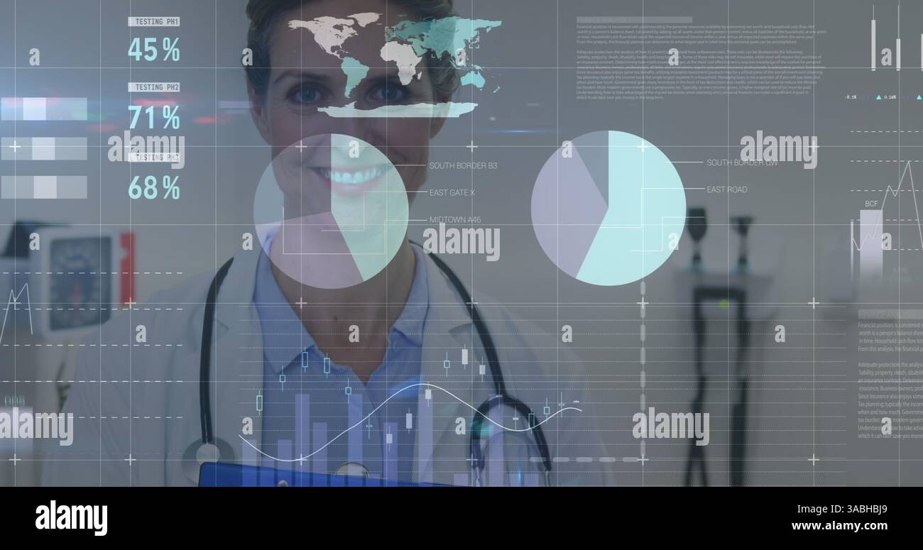 Image des statistiques et du traitement des données sur le médecin féminin Banque D'Images