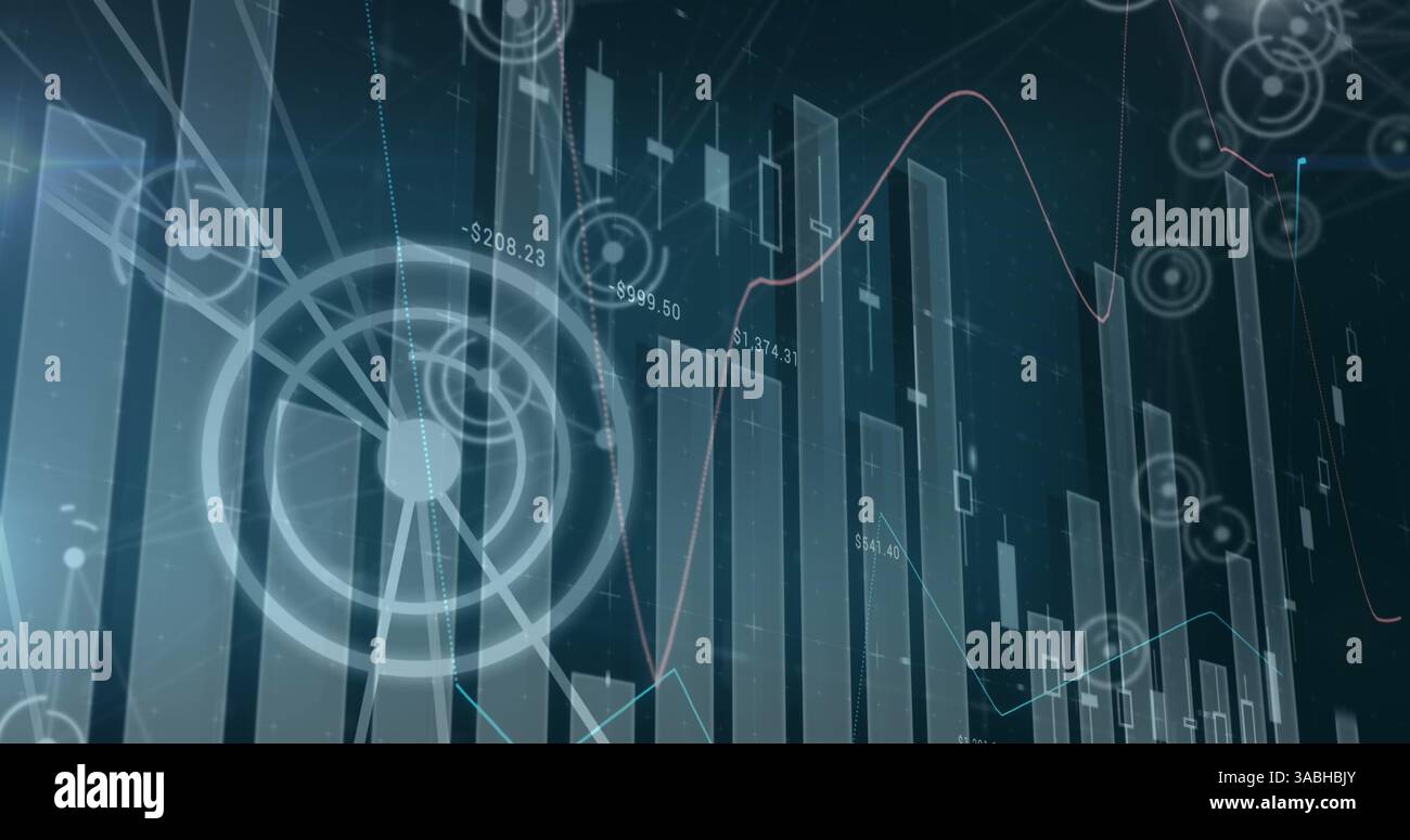 Image des statistiques et du traitement des données sur fond bleu Banque D'Images