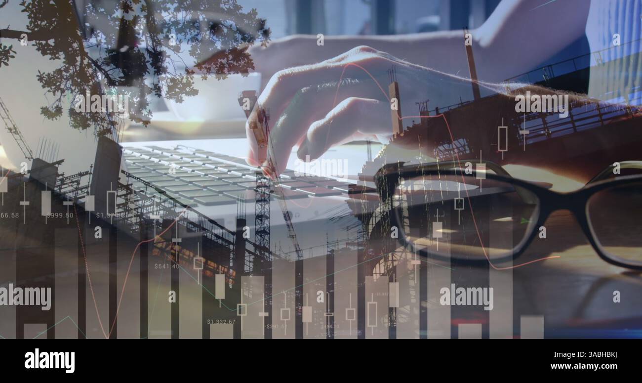 Image des statistiques et du traitement des données sur l'homme à l'aide d'un ordinateur portable Banque D'Images