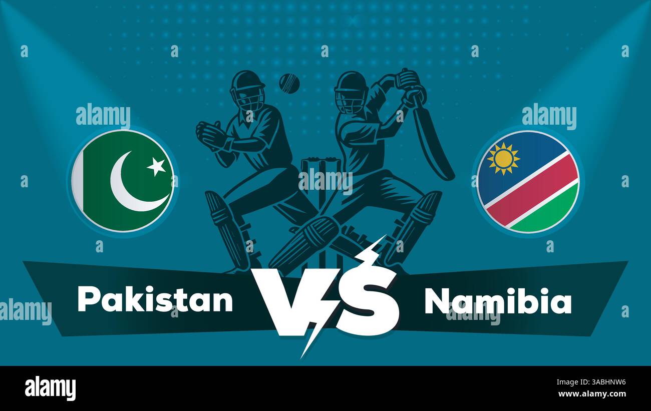Pakistan VS Namibia match , Namibia vs Pakistan Cricket match concept avec illustration créative Illustration de Vecteur
