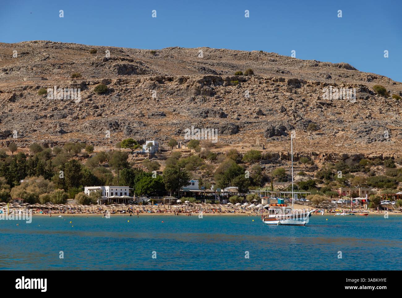 Une photo de Lindos Beach. Banque D'Images