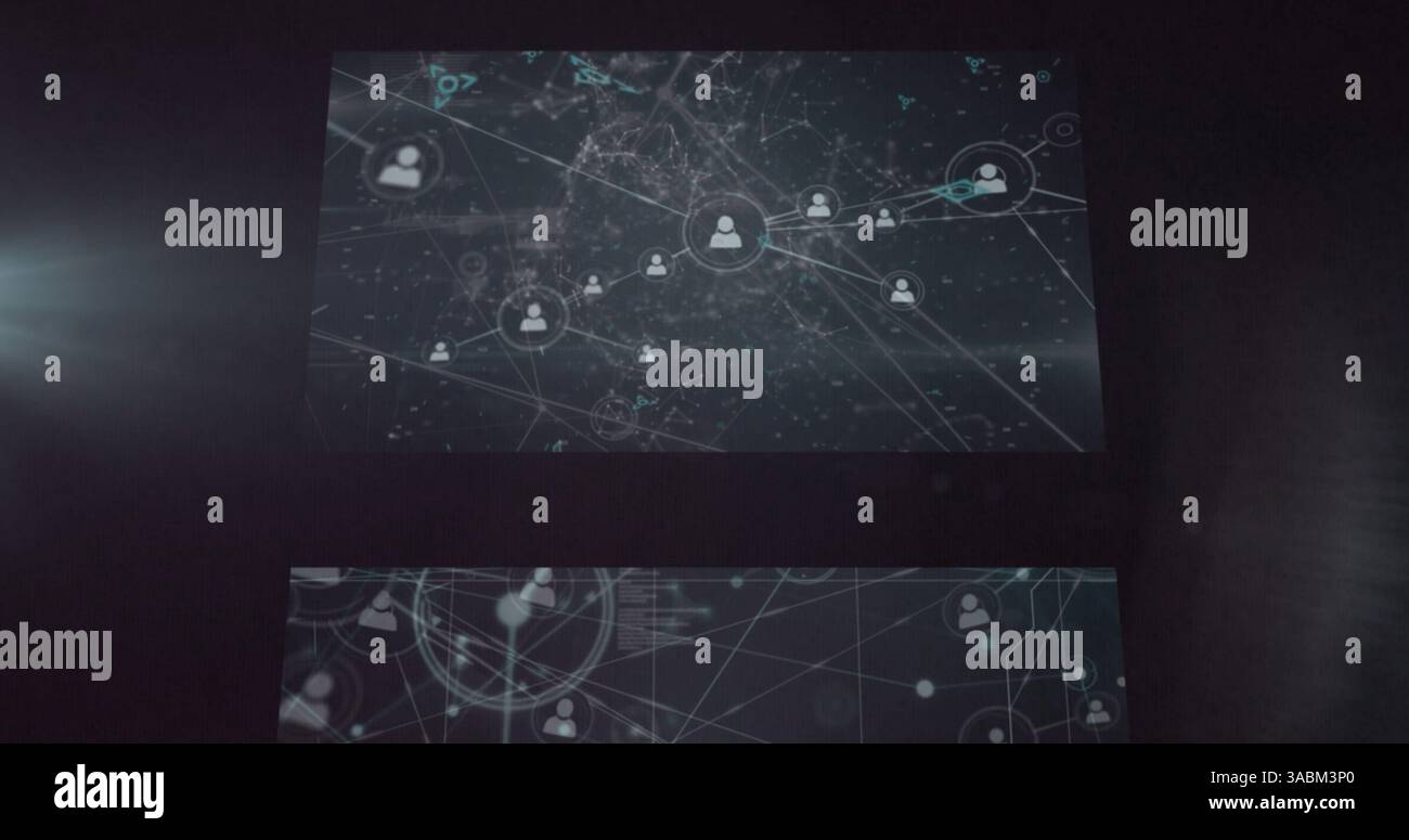 Image du traitement des données sur fond noir Banque D'Images