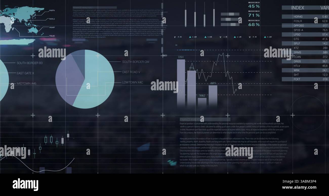 Image du traitement des données financières sur l'ensemble du paysage Banque D'Images
