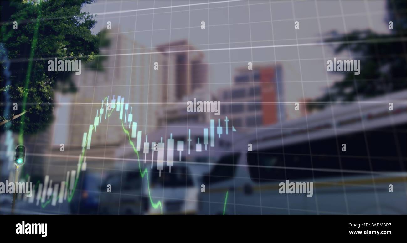 Image du traitement des données financières sur CityScape Banque D'Images