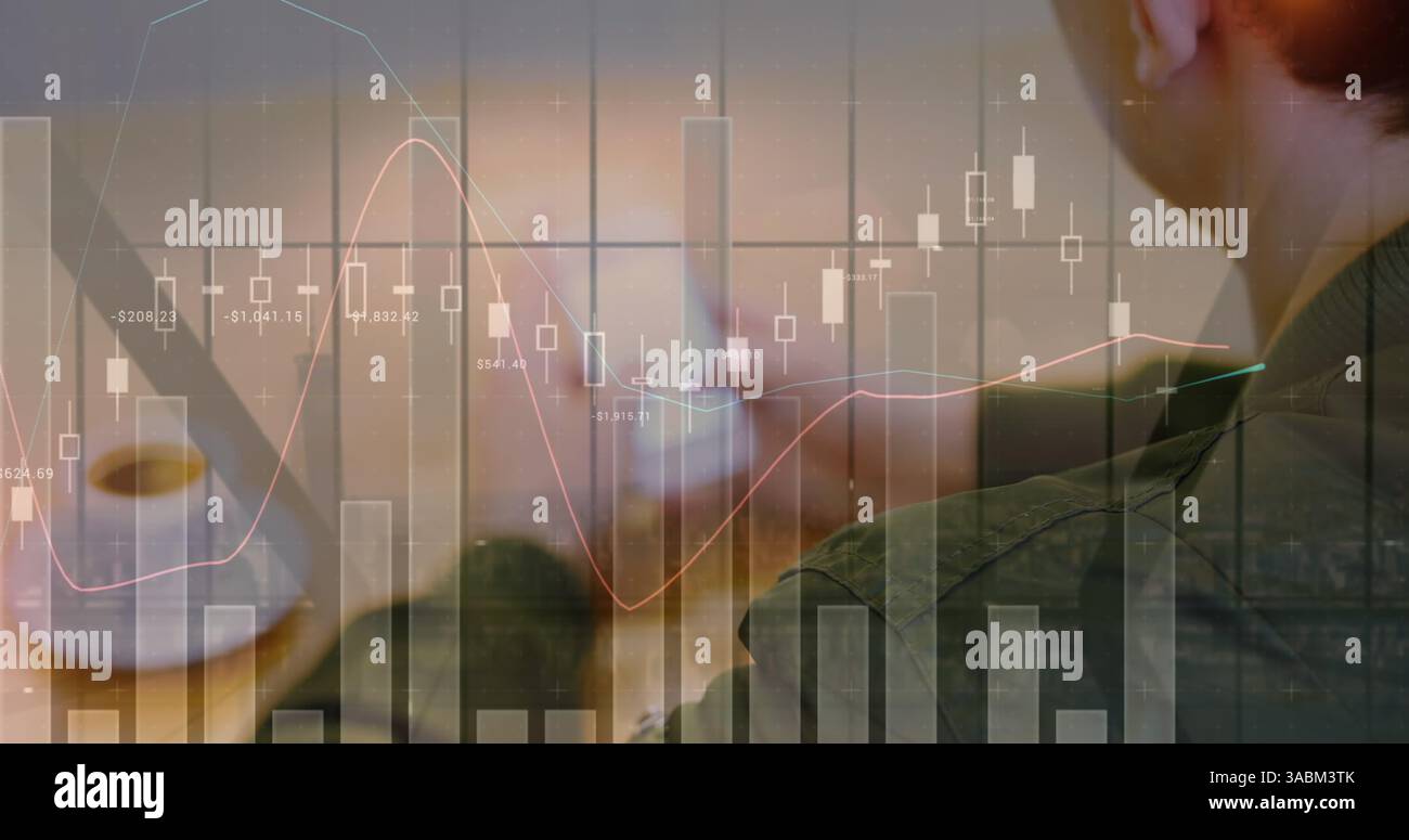 Image des statistiques et du traitement des données sur homme d'affaires à l'aide de smartphone Banque D'Images