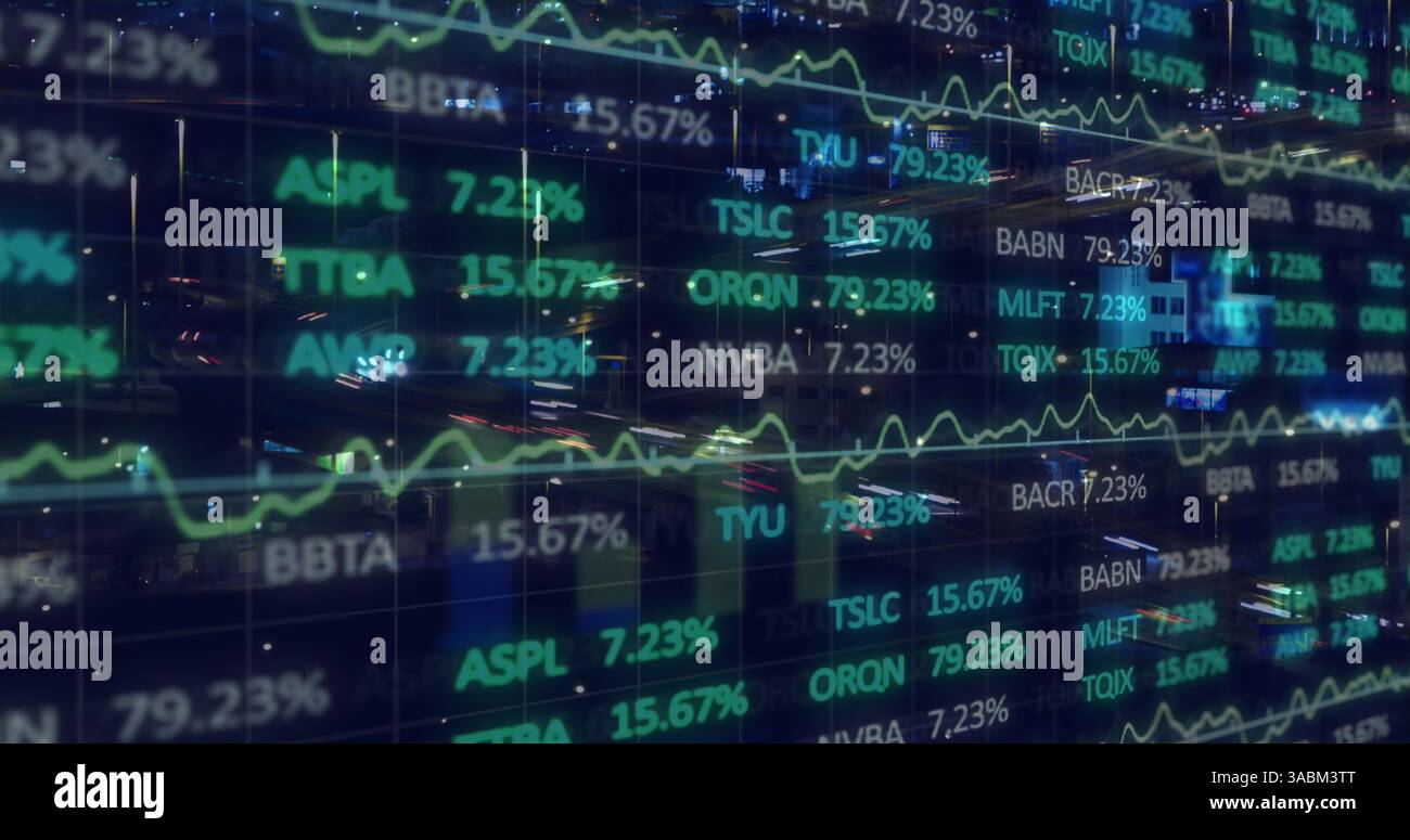 Image du traitement des données financières sur CityScape Banque D'Images