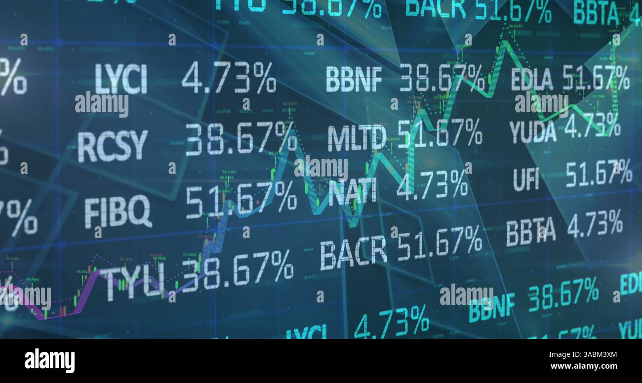 Image des statistiques et du traitement des données sur fond bleu Banque D'Images