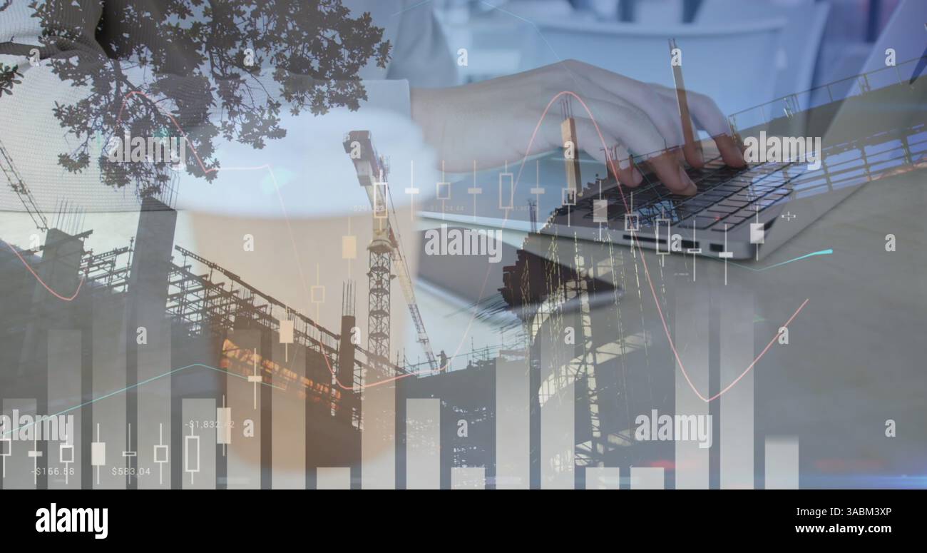 Image des statistiques et du traitement des données sur l'homme à l'aide d'un ordinateur portable Banque D'Images